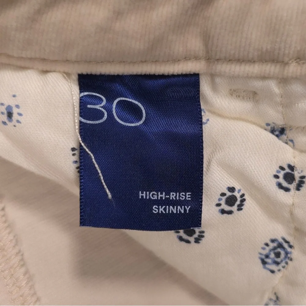 ANTHROPOLOGIE PILCRO Women’s Corduroy High Rise Skinny Pants 30 Slim Cream Tan‎
